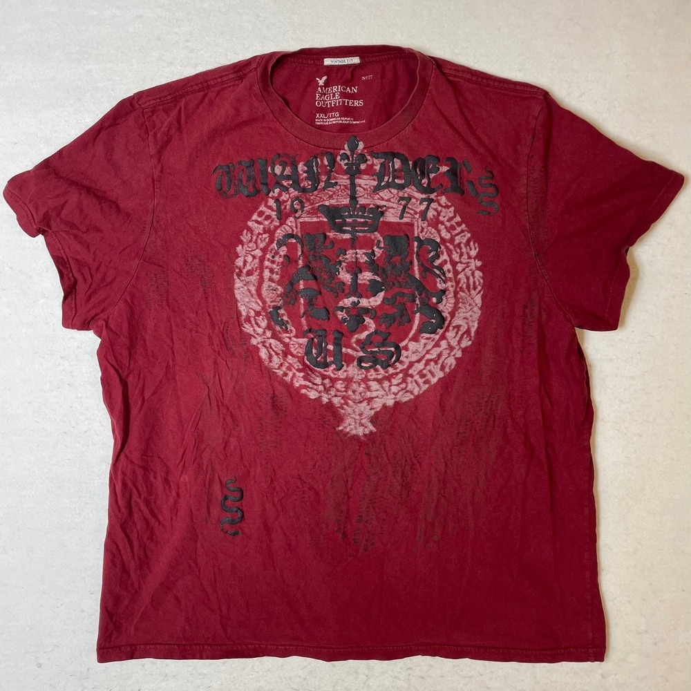 American‎ Eagle Outfitters XXL Vintage Fit Graphic T Shirt Mens Red Y2K